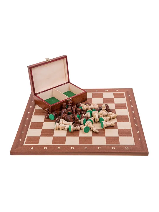 Schachspiel aus Holz Schachbrett &... SQUARE GAME Pro Schach Nr 6 Mahagoni 