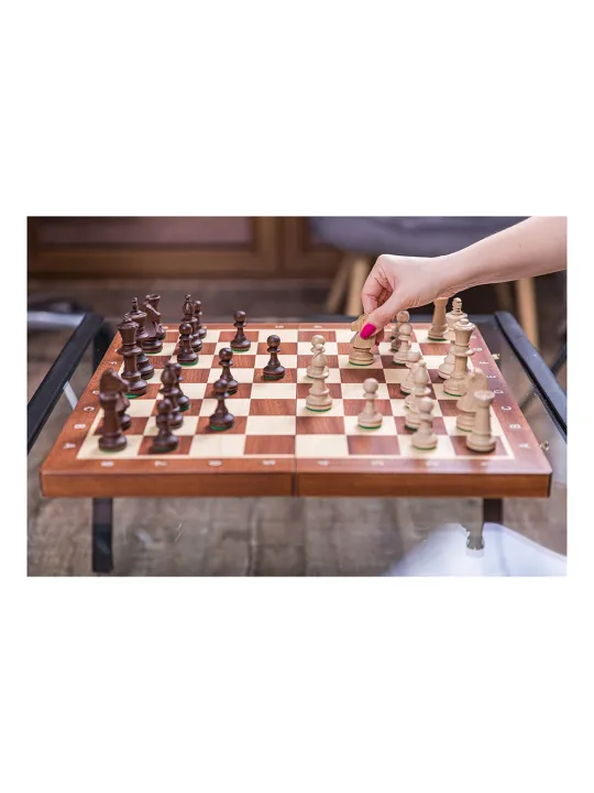 Schach Turnier Nr. 5 - Mahagoni WW + 2 x Königin