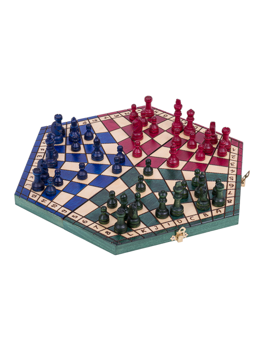 SQUARE - Wooden Chess Set for 3 Players - Medium