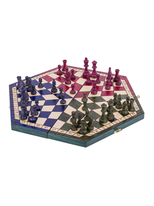 SQUARE - Wooden Chess Set for 3 Players - Big