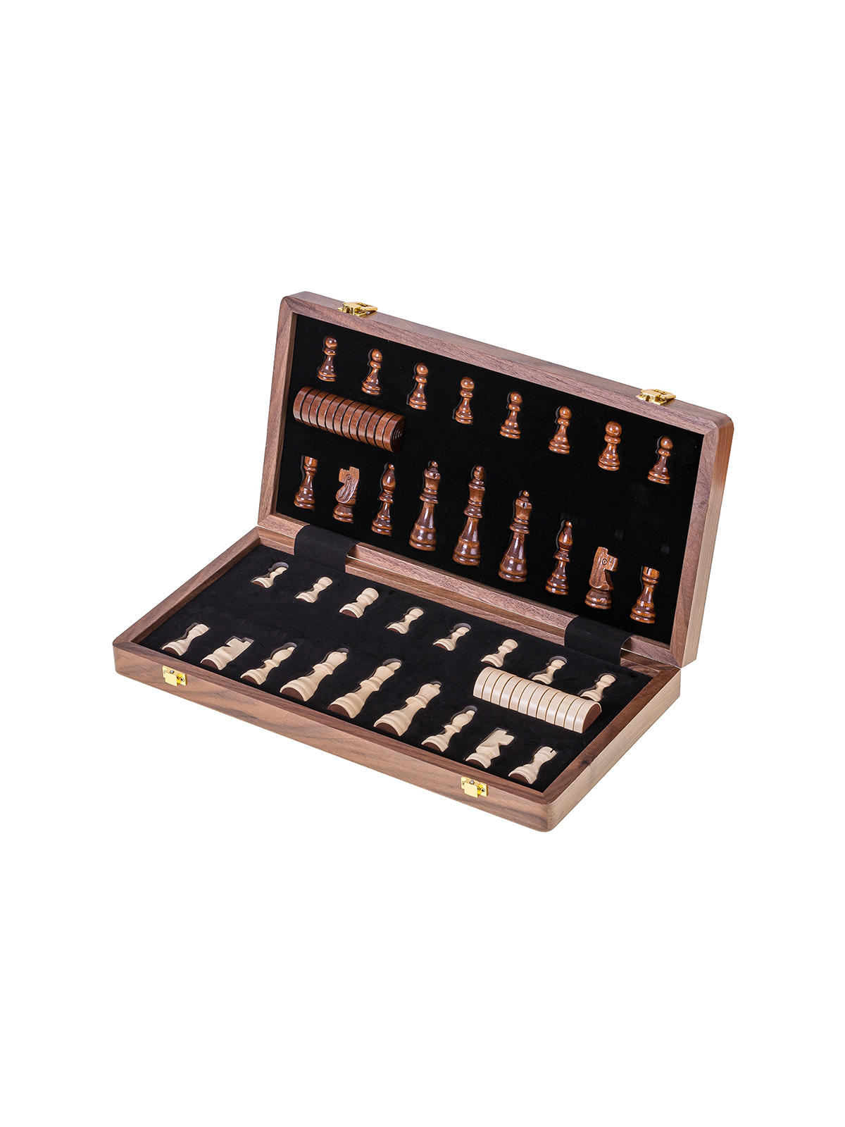 SQUARE - Schach Dame Magnetisch 380 - Nuss - Online Schach Shop