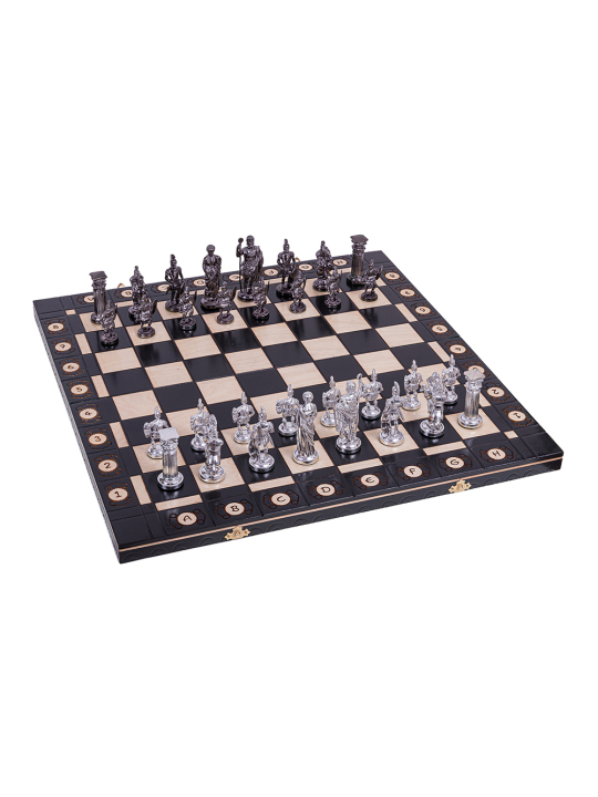 SQUARE - Wooden Chess Set Roman - Silver Edition - Online Chess Shop