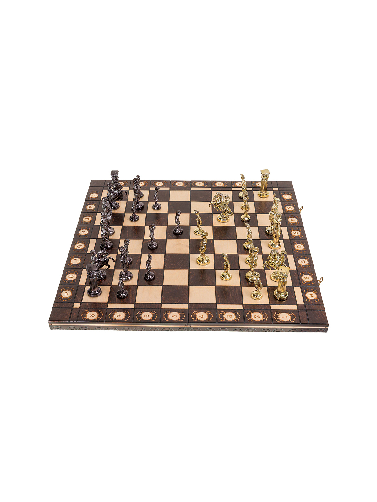 SQUARE - Wooden Chess Set Roman - Gold Edition - Online Chess Shop
